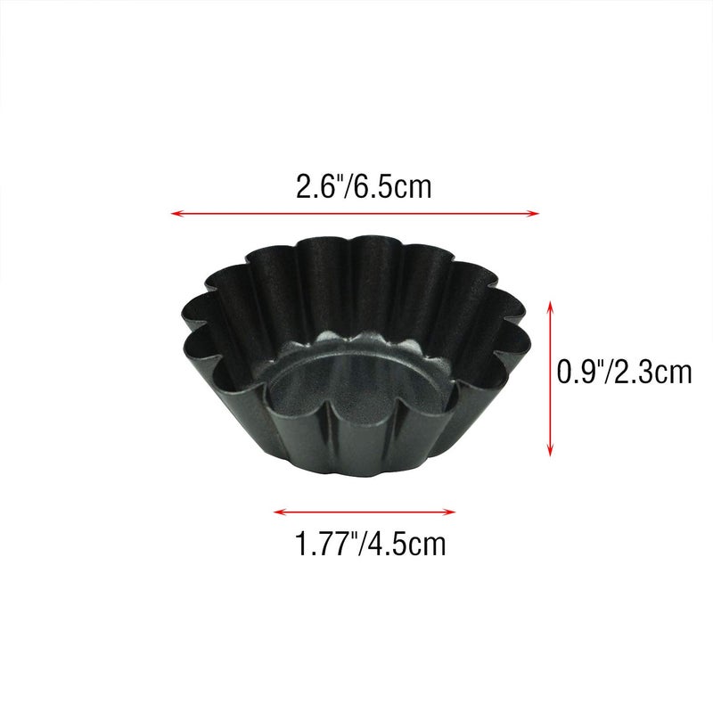 Proshopping 12 Pack Mini Tart Pan, Non-stick Carbon Steel Tart Molds, Pie Mould, Muffin Cupcake Pudding Maker - for Pies, Chinese Tart, Cakes (Size 2.6"x0.9") - Image 2